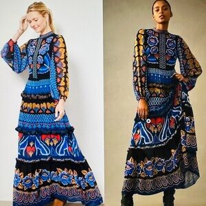 Farm Rio Anika Colorful Patterned Maxi Dress size small